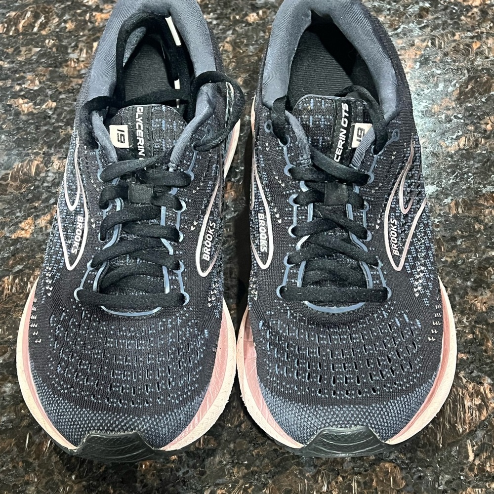 Brooks Glycerin 19 GTS Running Shoes Size 8 Black w/Pink